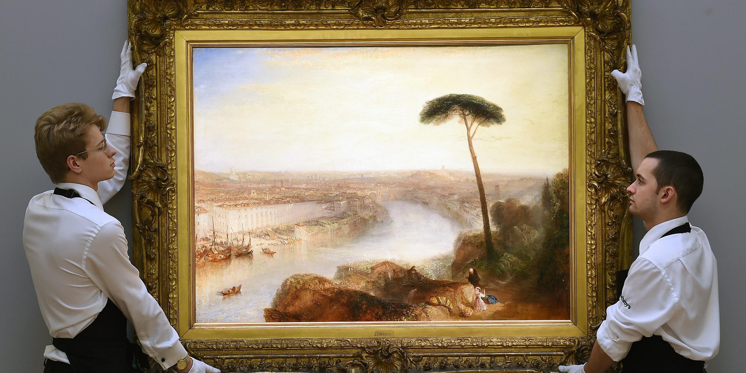 mitarbeiter von sotheby's mit gemaelde von william turner