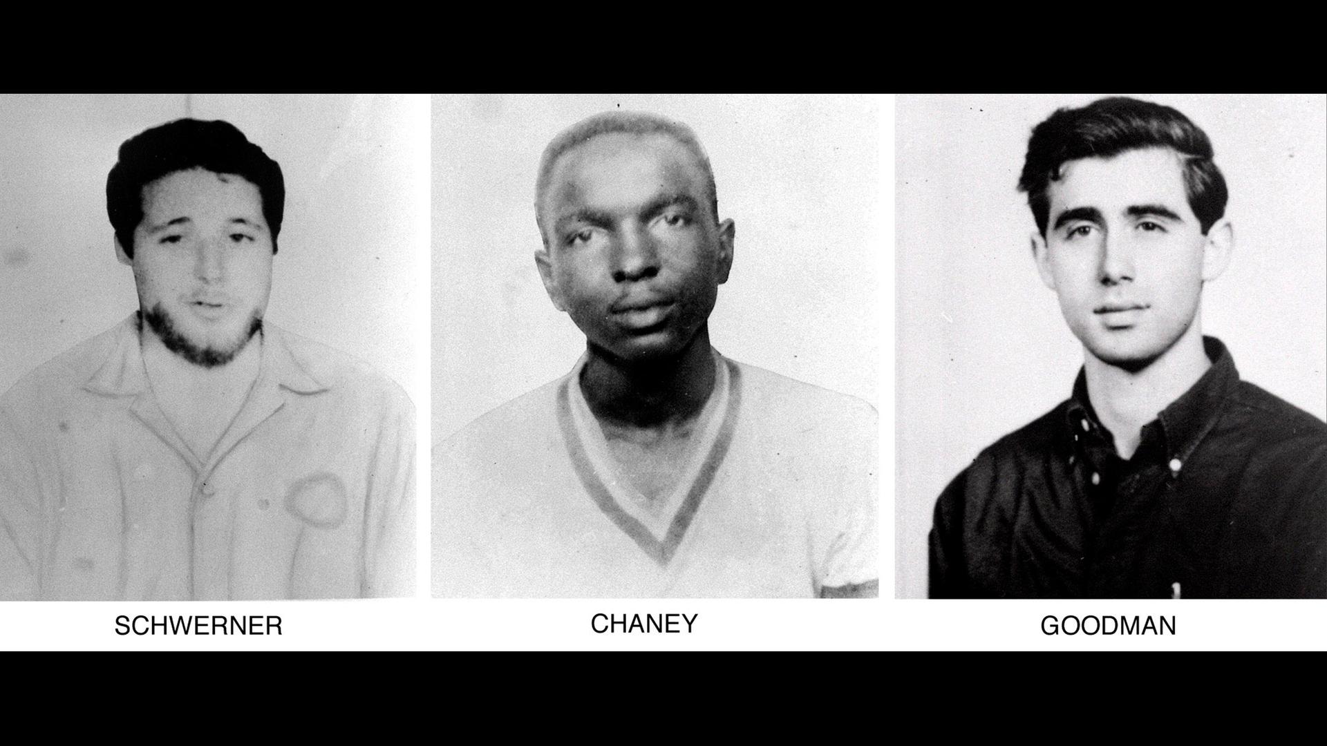 Dieses undatierte Aktenfoto zeigt die Bürgerrechtler Michael Schwerner (links), James Chaney und Andrew Goodman (rechts), die am 21. Juni 1964 in der Nähe von Philadelphia, Mississippi, verschwanden. 