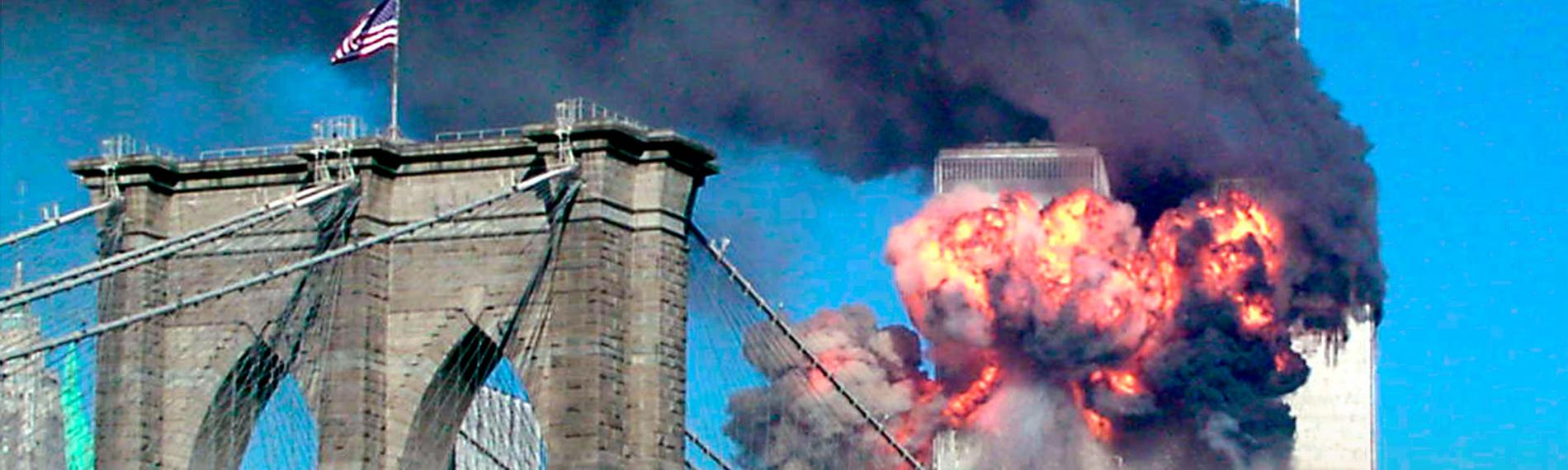 Brennendes World Trade Center in New York