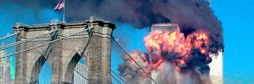 Brennendes World Trade Center in New York