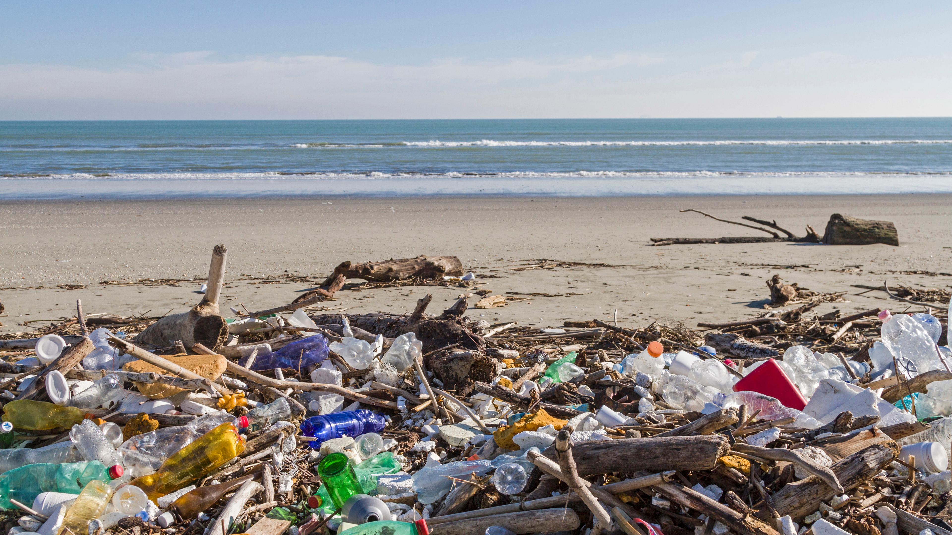 Am Strand liegt Plastikabfall