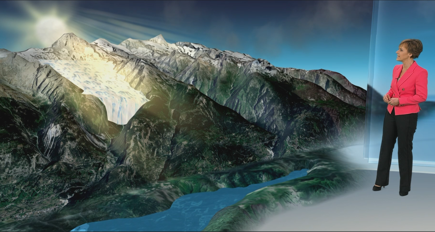 3D-Studio, 3D-Grafik, Alpen,Gletscher,Fluss,Katja Horneffer