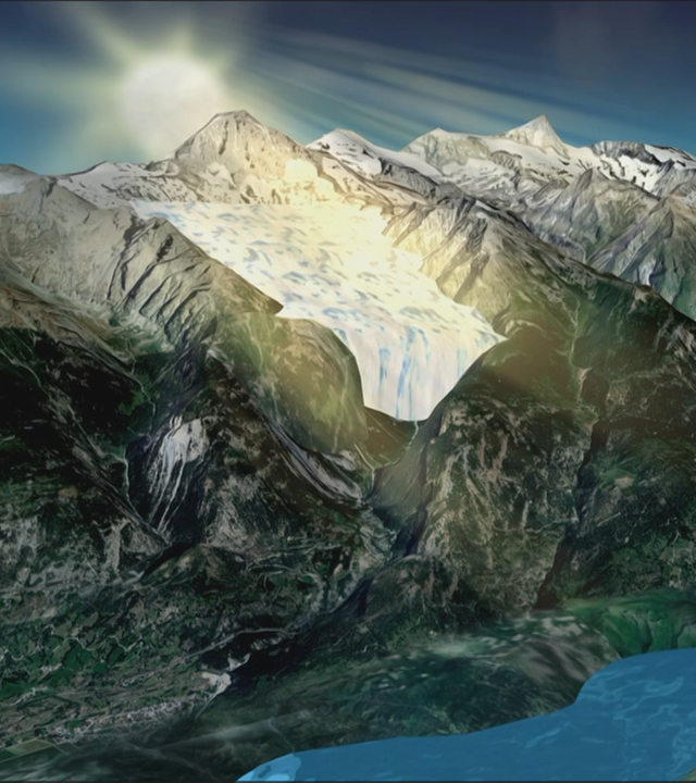3D-Studio, 3D-Grafik, Alpen,Gletscher,Fluss,Katja Horneffer