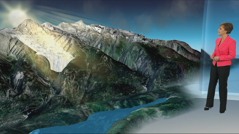 3D-Studio, 3D-Grafik, Alpen,Gletscher,Fluss,Katja Horneffer