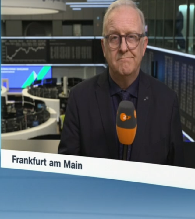 Wirtschaftsgespräch zwischen dem Moderator Heinz Wolf und dem Wirtschaftsexperten Frank Bethmann