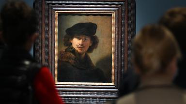 Selbstportrait des niederländischen Künstlers Rembrandt in Ausstellung im Frankfurter Städel Museum, Frankfurt am Main, 05.10.2021