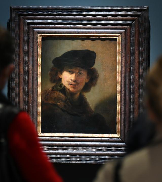 Selbstportrait des niederländischen Künstlers Rembrandt in Ausstellung im Frankfurter Städel Museum, Frankfurt am Main, 05.10.2021