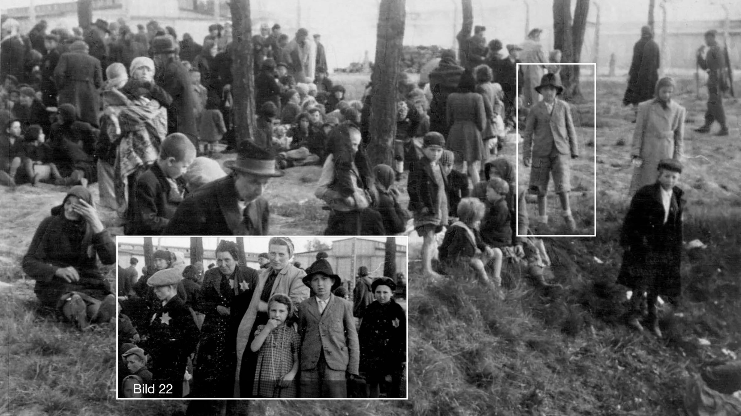 KZ Auschwitz-Birkenau - Möglich, dass die Rast zu Ende ist und alle nun in Richtung Gaskammer aufbrechen.