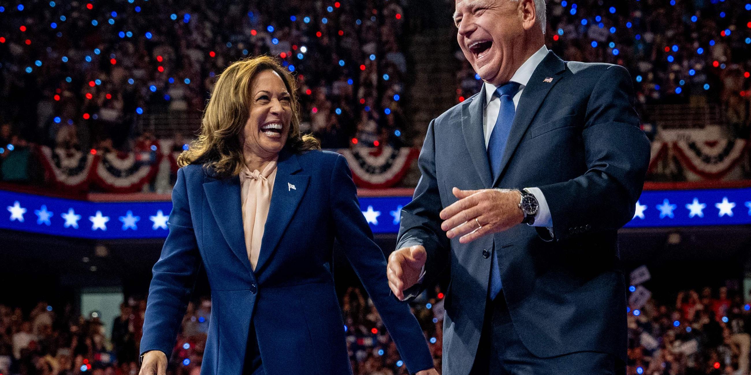 Kamala Harris And Running Mate Tim Walz Make First Appearance Together In Philadelphia