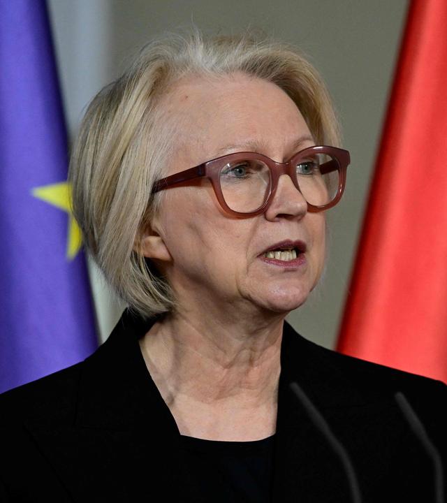 Monika Schnitzer, chair of the German Council of Economic Experts, addresses a press conference to present the council's Annual Report 2024/2025, on November 13, 2024 in Berlin.