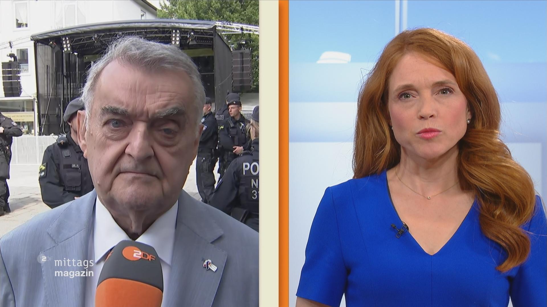 Herbert Reul, CDU, Innenminister Nordrhein-Westfalen im Gespräch mit ZDF-Mima-Moderation Mirjam Meinhardt