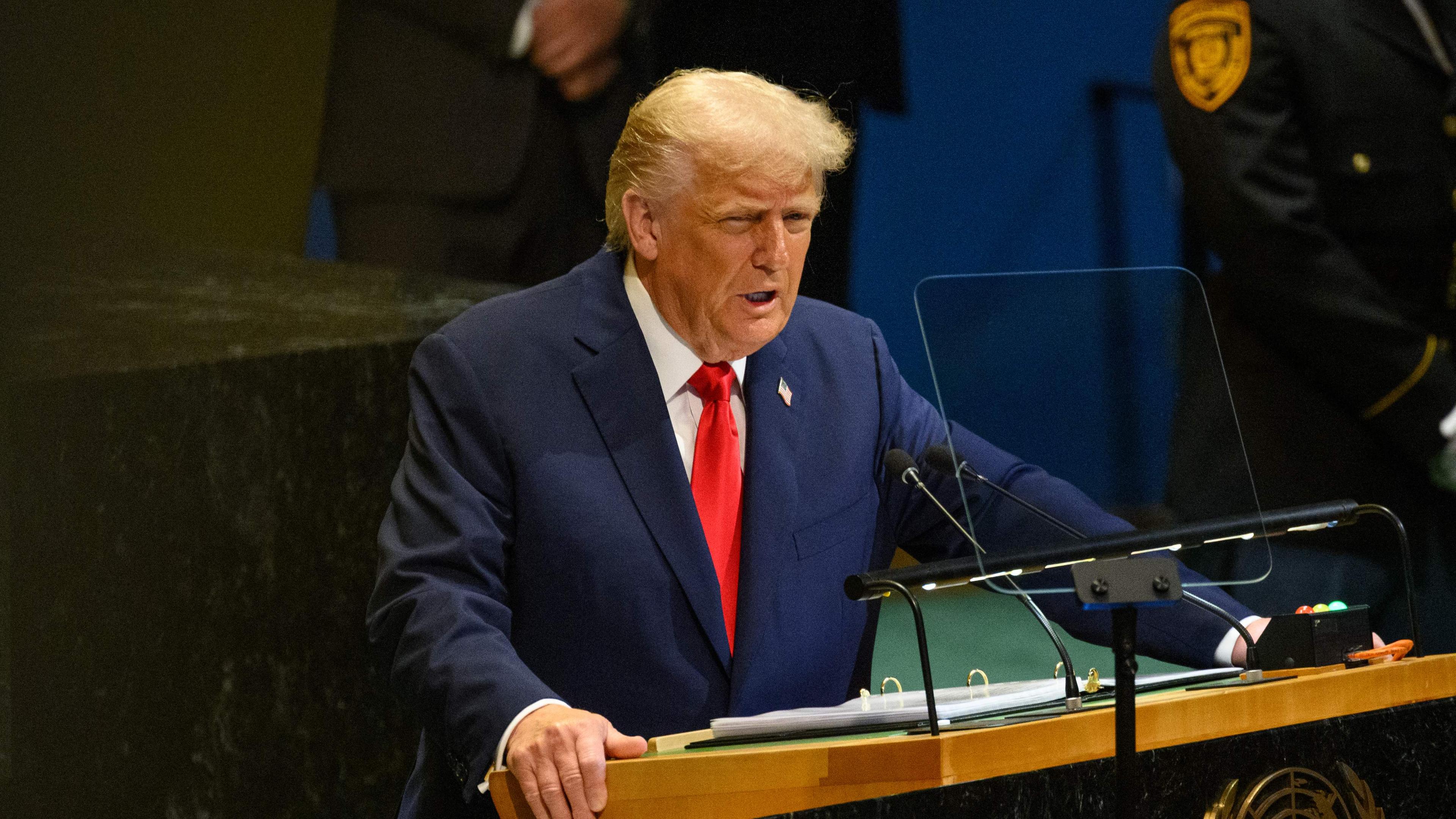 U.S. President Donald Trump spricht am 23. September 2025 in New York City vor der 80. Sitzung der Generalversammlung der Vereinten Nationen (UNGA) im UN-Hauptquartier.