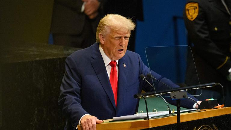 U.S. President Donald Trump spricht am 23. September 2025 in New York City vor der 80. Sitzung der Generalversammlung der Vereinten Nationen (UNGA) im UN-Hauptquartier.