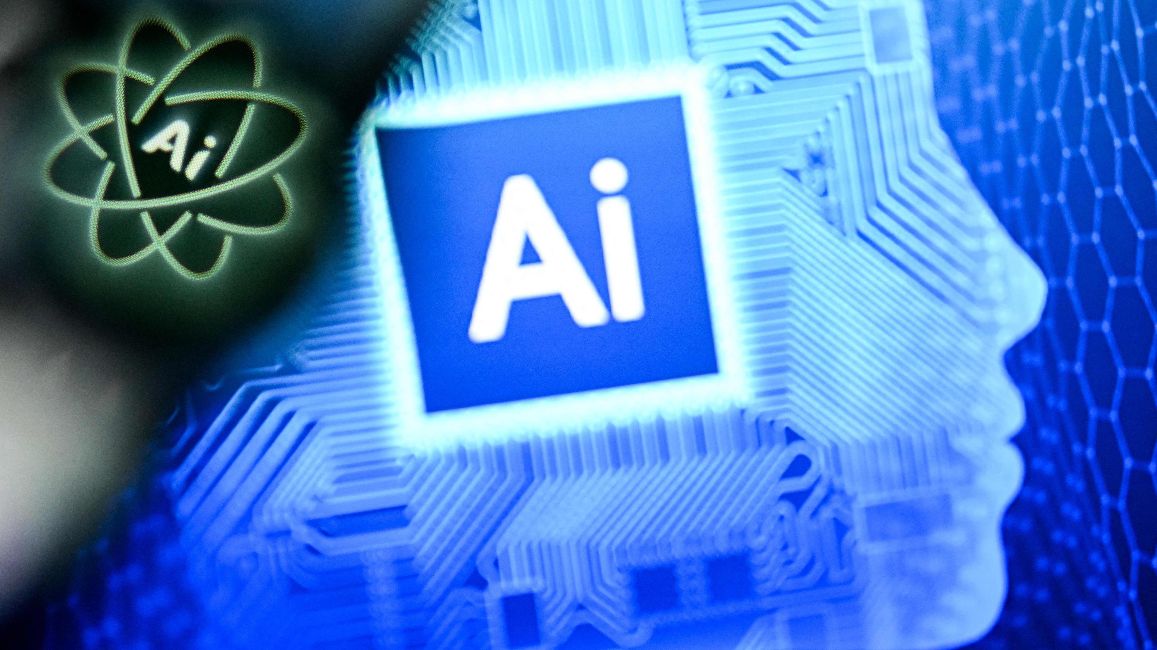 AI-Symbol auf Laptop-Bildschirm - Symbol Künstliche Intelligenz (KI)
