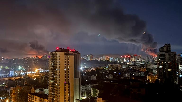 Smoke rises after a Russian strike on Kyiv, Ukraine, Friday, July 4, 2025. 