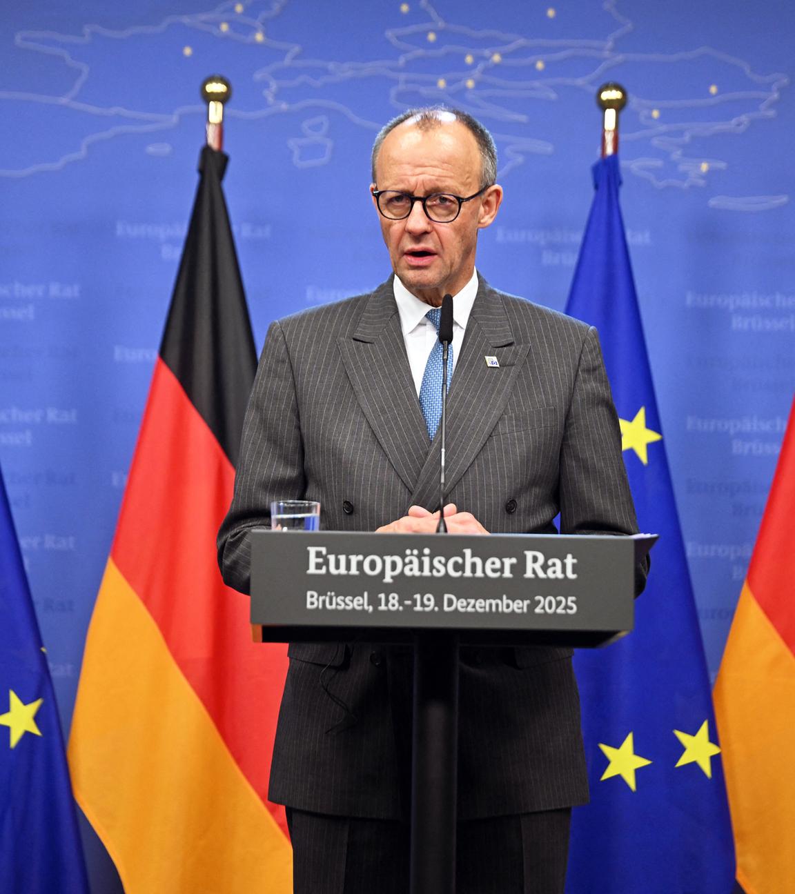 Friedrich Merz auf der PK zu den ergebnissen des EU-Gipfels in Brüssel