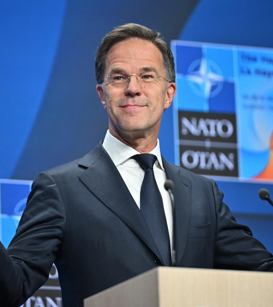Mark Rutte beim Pressestatement zum NATO Gipfel