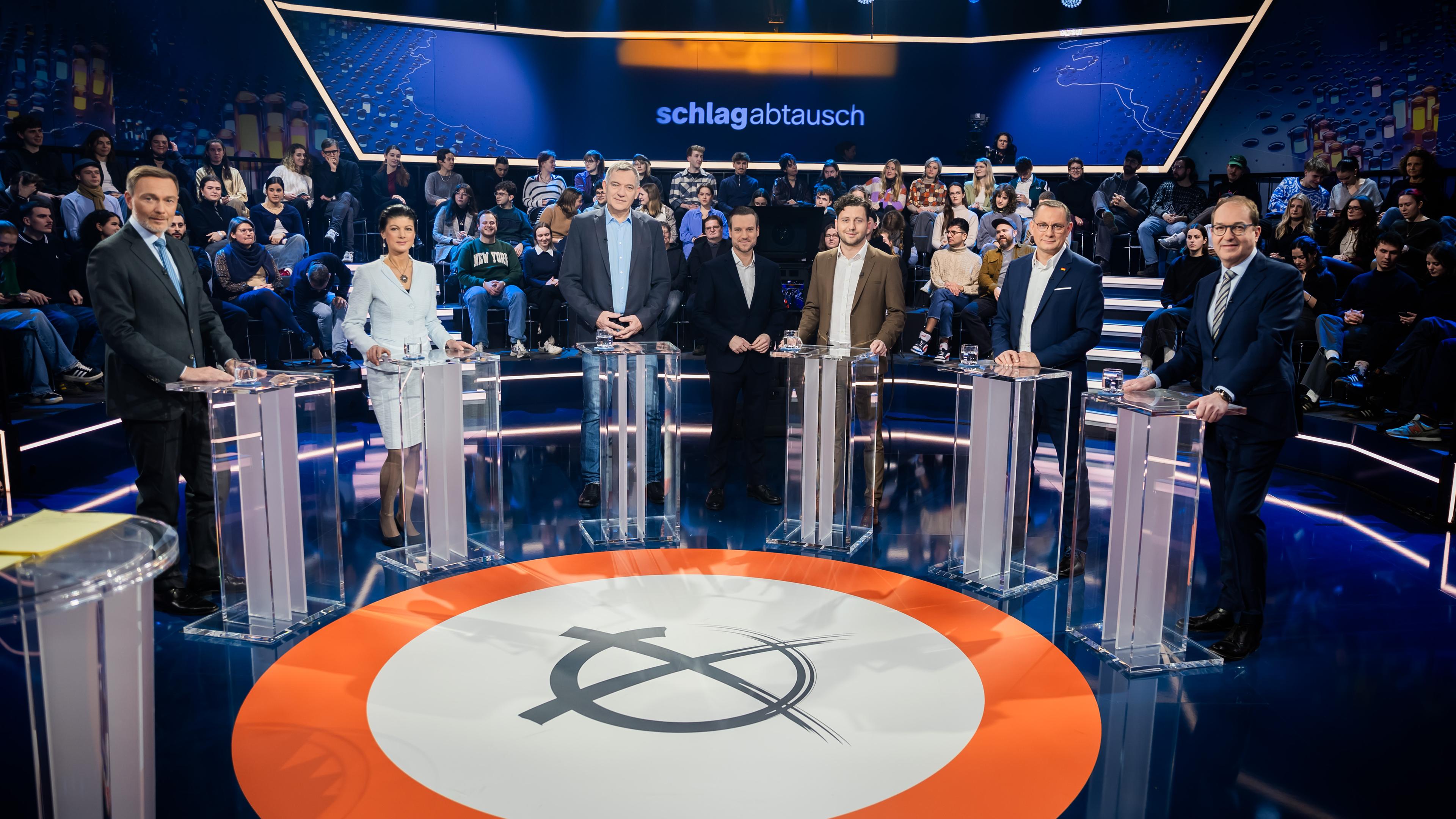 ZDF-Livesendung «Schlagabtausch» mit Spitzenpolitikern der kleineren Parteien im Studio
