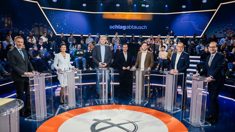 ZDF-Livesendung «Schlagabtausch» mit Spitzenpolitikern der kleineren Parteien im Studio