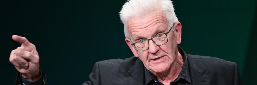 Ministerpräsident von Baden-Württemberg, spricht beim Landesparteitag seiner Partei Bündnis 90 