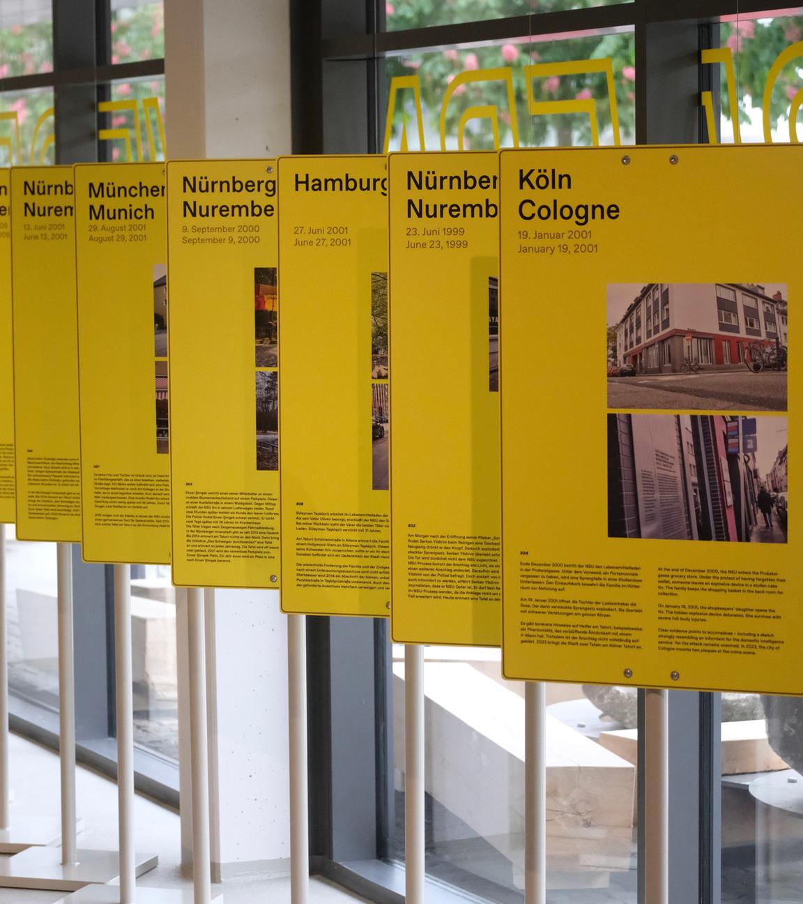 Blick in die Ausstellung im Dokumentationszentrum zum NSU-Komplex. 
