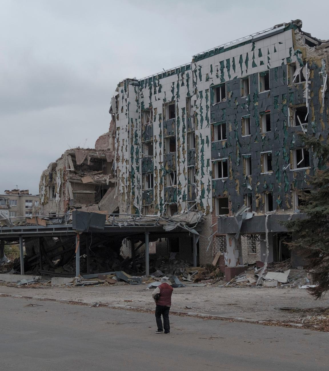 Zerstörte Stadt Pokrowsk in der Ostukraine