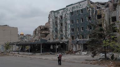 Zerstörte Stadt Pokrowsk in der Ostukraine