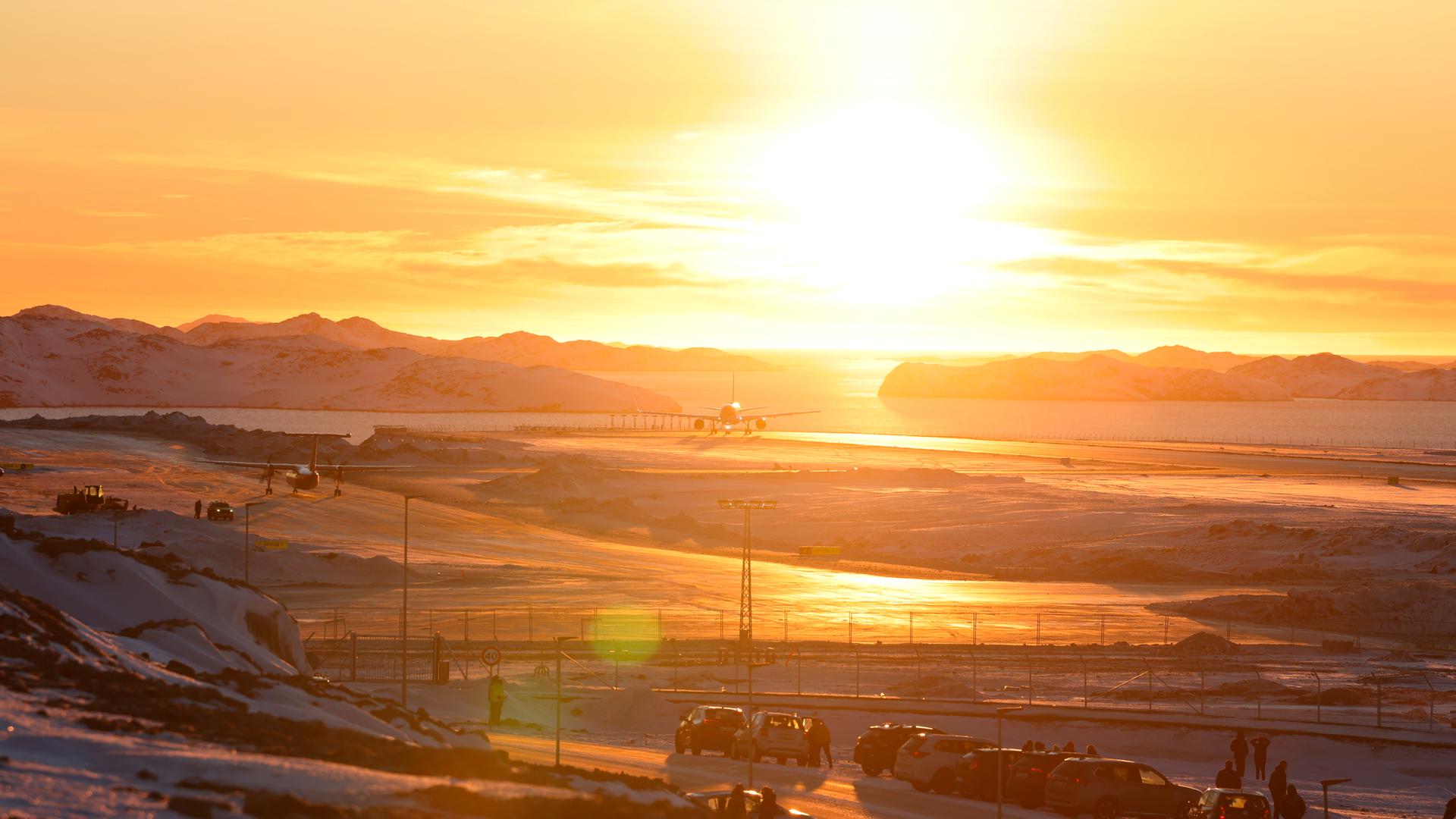 An aircraft carrying Donald Trump Jr. on the runway of an airport following his visit to Nuuk, Greenland, 07 January 2025. Donald Trump Jr. is on a private visit to the autonomous Danish territory of Greenland.
