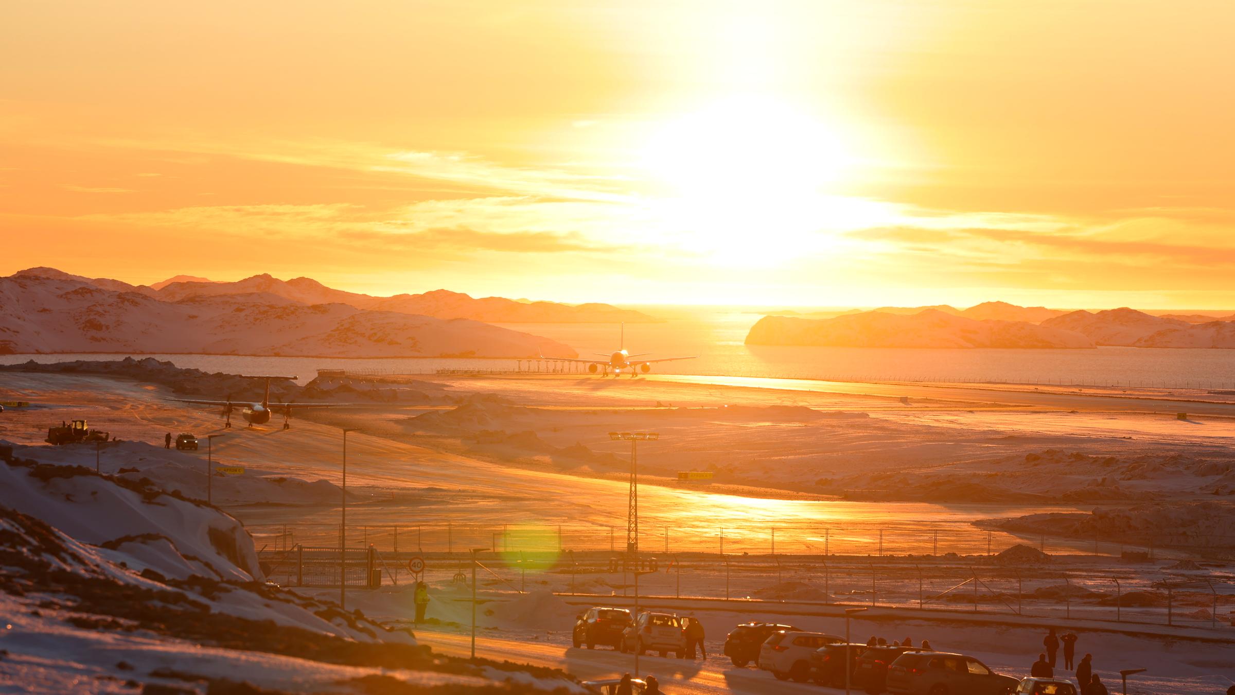 An aircraft carrying Donald Trump Jr. on the runway of an airport following his visit to Nuuk, Greenland, 07 January 2025. Donald Trump Jr. is on a private visit to the autonomous Danish territory of Greenland.