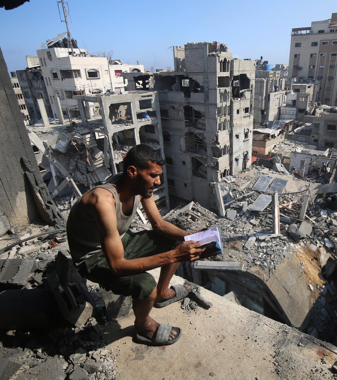 A view of the site of Thursday's Israeli strike that damaged and destroyed residential buildings