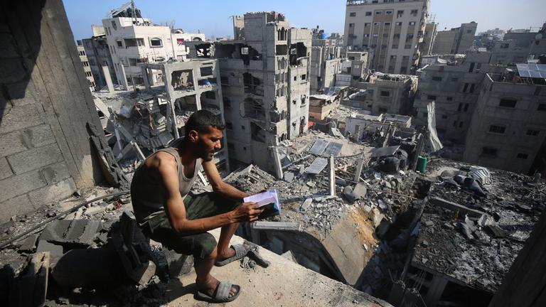 A view of the site of Thursday's Israeli strike that damaged and destroyed residential buildings