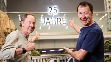 Gerrit und Frederik (r) Braun, Gründer und Geschäftsführer des Miniatur Wunderland, stehen vor der Baustelle der Themenwelt Regenwald im Miniatur Wunderland.