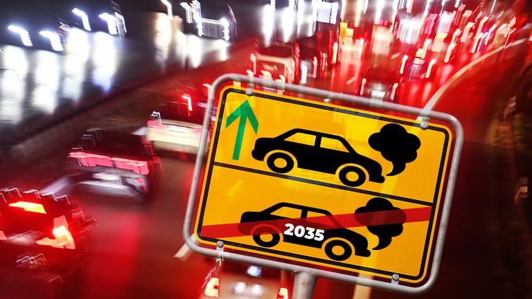 Autopolitik-Kehrtwende: EU macht Rueckzieher beim Verbrenner-Aus - Fotomontage