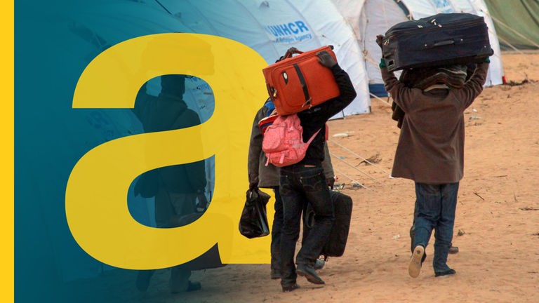 fluechtlinge in einem fluechtlingszeltlager