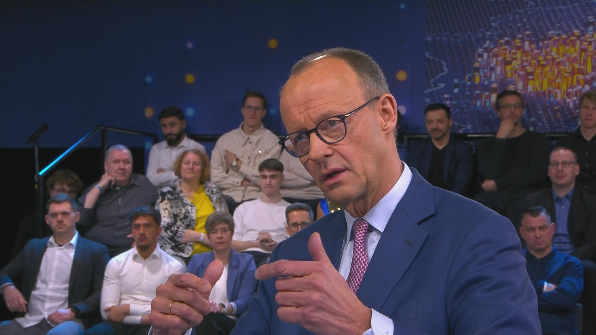 Friedrich Merz bei der ZDF-Sendung "Klartext" zum Thema Brandmauer