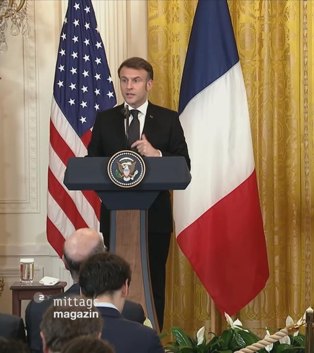 Die Präsidenten von Frankreich und den USA, Macron und Trump, bei gemeinsamer Pressekonferenz in Washington