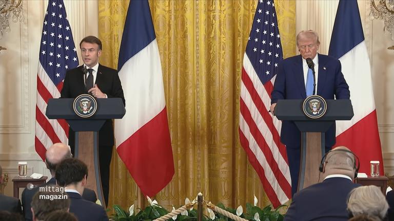 Die Präsidenten von Frankreich und den USA, Macron und Trump, bei gemeinsamer Pressekonferenz in Washington