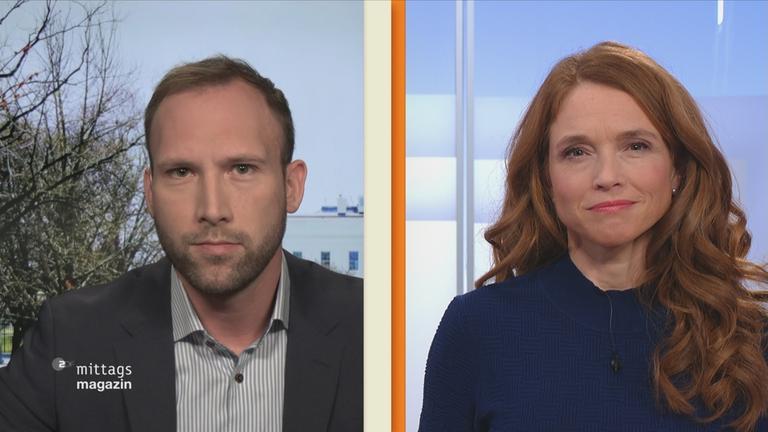 ZDF-Korrespondent David Sauer in Washington im Gespräch mit ZDF-Mima-Moderatorin Mirjam Meinhardt