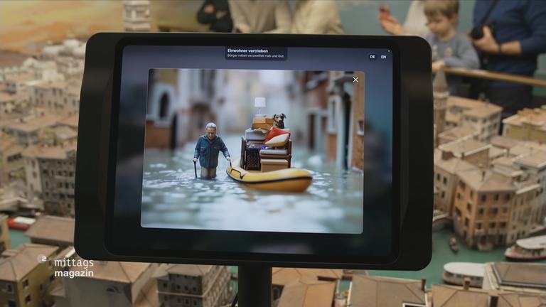 Simulation einer Hochwasserkatastrophe in Venedig om Miniaturwunderland in Hamburg