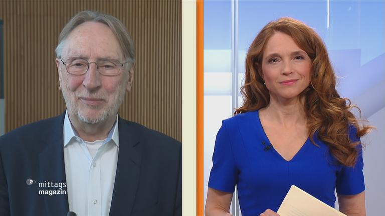Bernd Lange, SPD, Vorsitzender im Handelsausschuss der EU-Parlaments, im Gespräch mit ZDF-Mima-Moderatorin Mirjam Meinhardt
