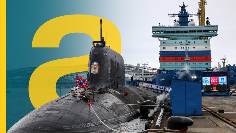 Russlands Präsident Putin bei einem Arbeitsbesuch in der Region Murmansk