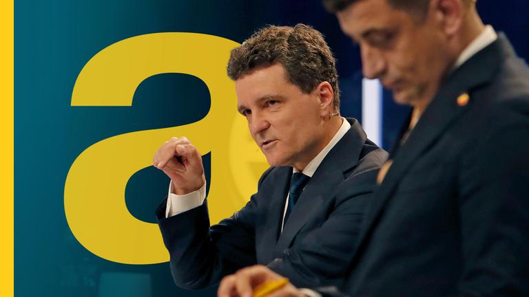 Rumäniens Präsidentschaftskandidaten George Simion und Nicusor Dan