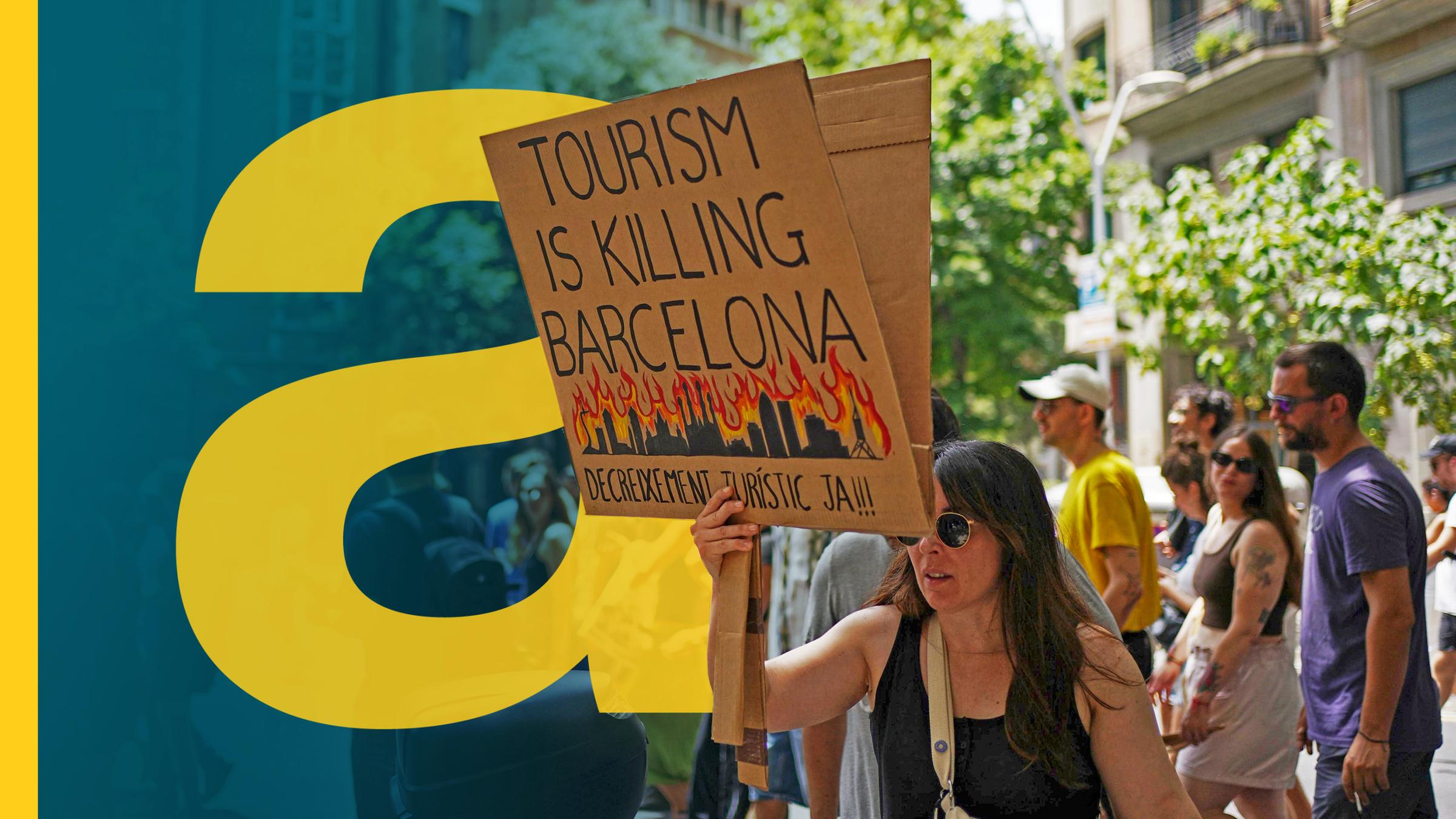 Demonstration gegen den Übertourismus in Barcelona