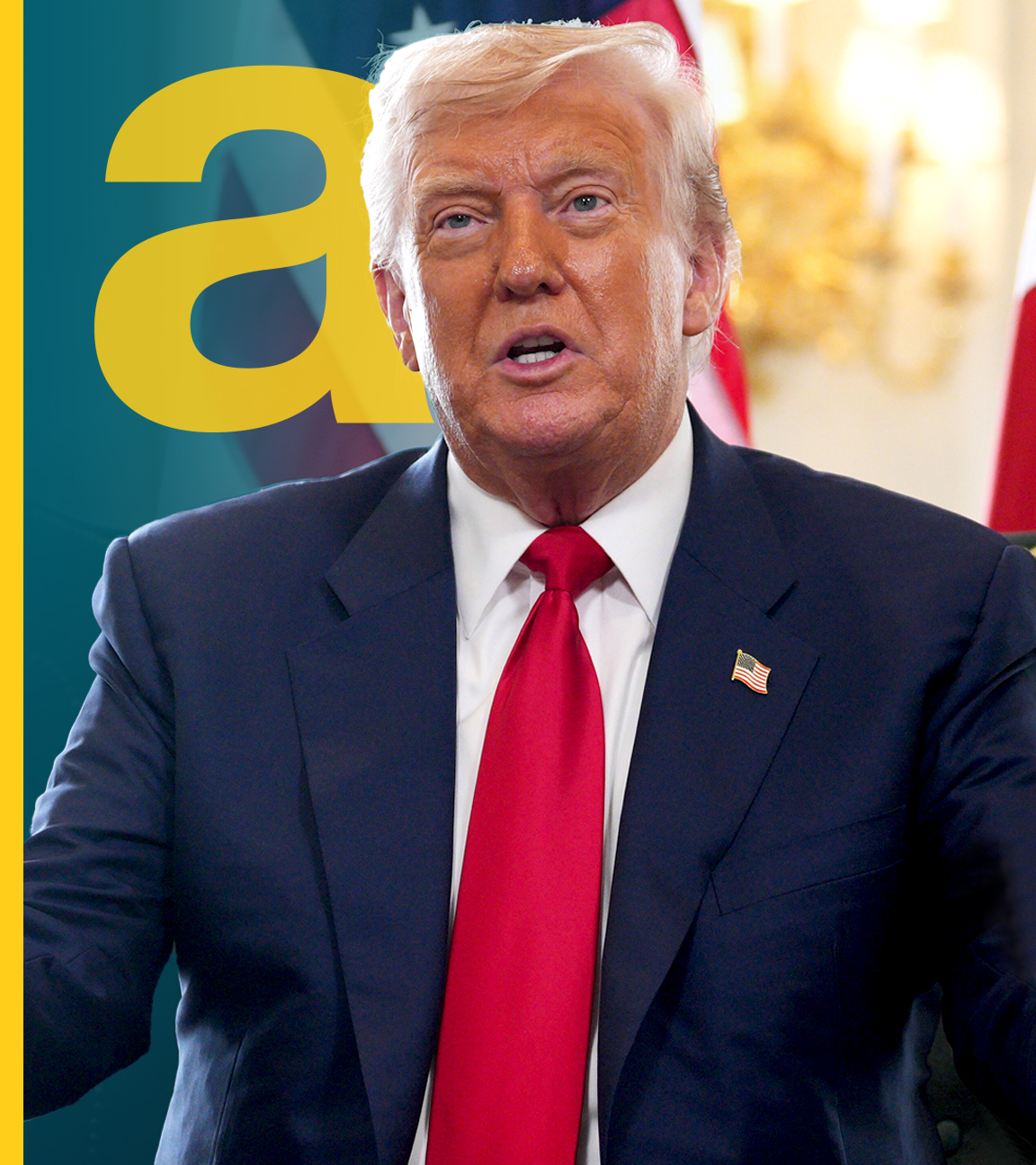 Man sieht den US. Präsidenten Donald Trump sitzen 