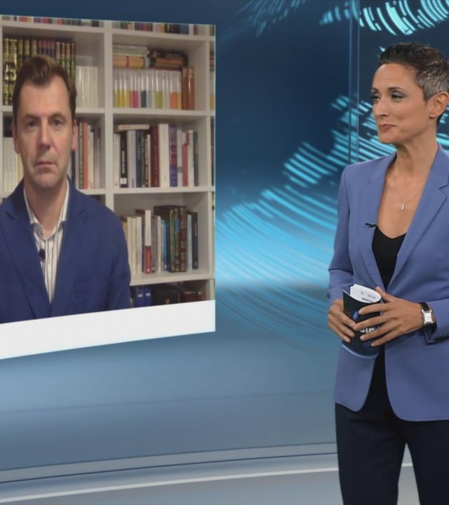 Moderatorin Nazan Gökdemir mit Nah-Ost Experte Daniel Gerlach im Schaltgespräch