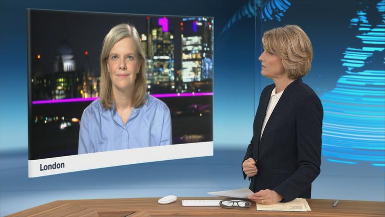 Schaltgespräch zwischen der Moderatorin Marietta Slomka und die Politikwissenschaftlerin Janka Oertel