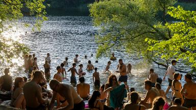 Hitzewelle in Deutschland: Impressionen von der Krummen Lanke in Berlin