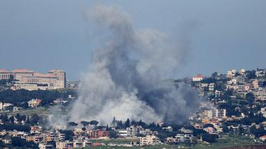 Smoke rises from the site of an Israeli airstrike that targeted the southern Lebanese village of Mayfadoun in the Nabatieh district