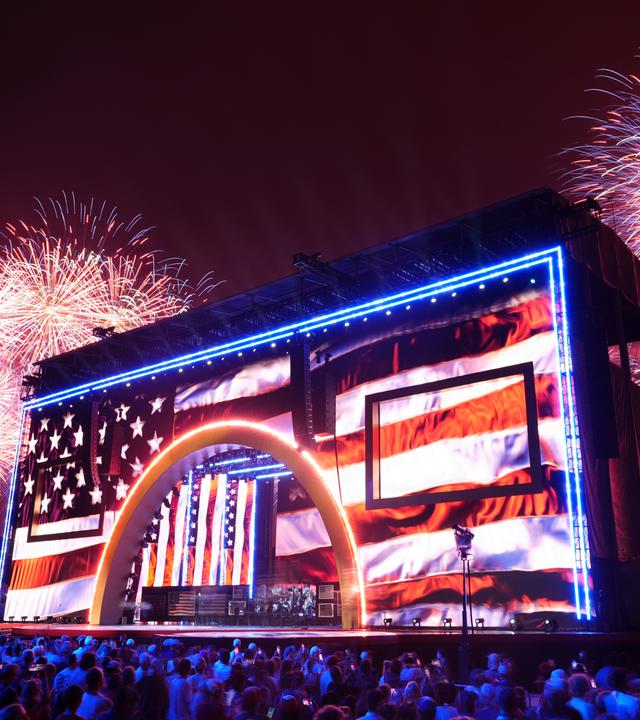 Fireworks explode during Salute to America, an Independence Day event honoring the nation's 250th anniversary, Saturday, July 4, 2026, on the National Mall in Washington.