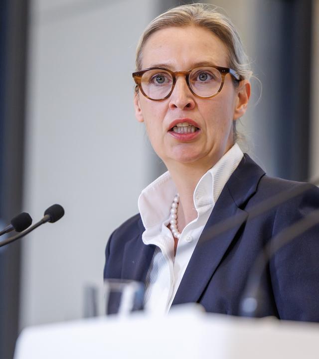 Alice Weidel (AfD), bei einem Statement der AfD am 24.02.26 in Berlin.
